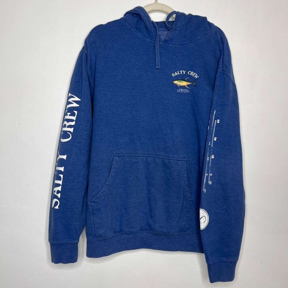 Salty Crew Blue Pullover Hoodie with Fish Logo